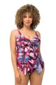 Ulla Popken Damen große Größen Übergrößen Plus Size Tankini, Schmetterlinge, Softcups, Zipfelsaum, recycelt Salsa 44 826167530-44