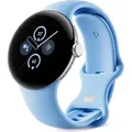 Google Pixel Watch 2 silber bay, WiFi, AMOLED - 320 ppi, Wear OS 4.0, 5 ATM - Blau
