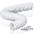 HG Power 100mm Abluftschlauch, 5m Flexibel PVC Alurohr Lüftungsschlauch Schallgedämmter Alu Flex-Schlauch Abluftrohr für Wachstumszelt Trockner Mobile Klimaanlage Abluftventilator, Weiß