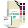 Jacobson Jersey Spannbettlaken Spannbetttuch Baumwolle Bettlaken (XL Topper 180-200x220 cm, Natur)