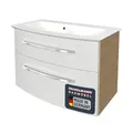 FACKELMANN B.Style Badmöbel Set 2 Teile/Gussmarmor Waschbecken/Waschbeckenunterschrank mit 2 Schubladen und Soft-Close/hochwertige Möbel fürs Bad/Korpus & Front: Braun hell/Breite: 83 cm
