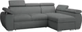 MIRJAN24 Ecksofa Boston Mini Premium Cord mit Bettkasten und Schlaffunktion, Einstellbare Kopfstützen, L-Form (Farbe: Poso 22, Seite: Rechts 2R+LC)