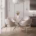 Runder Tisch BEIRA 90 cm Glasplatte, Beine Chrom - Silber