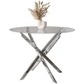 Lookway Esstisch, Chrom, Glas, Uni, Rund,Rund, 90x72x90 cm, Esszimmer, Tische, Esstische