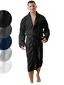 SIEGENTHAL® Herren Bademantel Frottee Velours 100% Baumwolle mit Schalkragen - Schwarz M - L