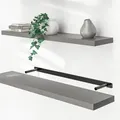 Wandregal Freischwebend Inkl. Halterung Mdf 15kg Tragkraft 3,8cm Stärke Wand Flur Board Regal Bücherregal Hängeregal Küchenregal 110cm Grau - Casaria