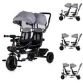 Chipolino Zwillingsdreirad Hip Hop, zwei Kinder, bis 40 kg, Sitze 360° drehbar grau schwarz - Schwarz/Grau