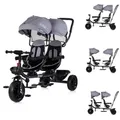 Chipolino Zwillingsdreirad Hip Hop, Zwei Kinder, bis 40 kg, Sitze 360° drehbar grau schwarz