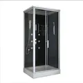 HOME DELUXE - Komplettdusche WAVE L - Schwarz,Maße: 100 x 80 cm - inkl. Radio, Regendusche und komplettem Zubehör I Fertigdusche, Dusche, Duschte... - Schwarz