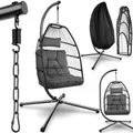 tectake Hängesessel, mit extra dickem Sitz- und Kopfkissen, Belastbarkeit 160 kg, inklusive Schutzhülle, 98 x 107 x 202 cm