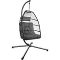 Tectake Hängesessel Ariane Mit Extra Dickem Sitz  und Kopfkissen Stabil  Bodenschonend und Faltbar  107 x 98 x 202 cm Dunkelgrau