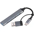 PEARL USB-C-4-Port-Hub mit 1x USB 3.0 und 3x USB 2.0, Adapter USB-C auf -A