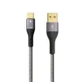 ProfiPatch USB A auf USB C Kabel 60W QC 3A 2m grau Goldkontakt Textil USB Datenkabel, Schnellladekabel für Notebooks, Laptops und Handys