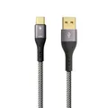 ProfiPatch 2m USB A auf USB C Kabel Textil 60W QC 3A grau Goldkontakt