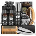 Bartpflege Set für Männer Alles-in-1: Bart Geschenke Geburtstagsgeschenk Weihnachtsgeschenke für Männer mit 40ML Bartöl, Bartbürste, Bartshampoo, Bartbalsam, Bartkamm & Rasiermesser, Männergeschenk