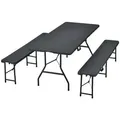 Juskys Bierzeltgarnitur, Schwarz, Kunststoff, 3, Gartenmöbel, Gartenmöbel-Sets