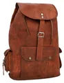 Gusti Rucksack Leder - Bobbie 15" Damen und Herren Lederrucksack Cityrucksack aus Leder Vintage Retro Braun