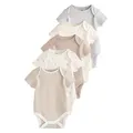 Next Kurzarmbody Kurzärmelige Babybodys aus Baumwolle, 5er-Pack (5-tlg) beige 50 (bis 50 cm.)
