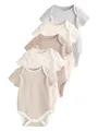 NEXT Baby Kurzärmelige Bodys aus 100% Baumwolle, 5er-Pack Neutral 50