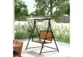 Outsunny Hollywoodschaukel mit verstellbarem Sonnendach, 2-Sitzer, Schaukelfunktion, 2-Sitzer Gartenschaukel, 1 tlg., wetterfest Schaukelbank, für Garten, Terrasse, 142 x 112 x 162cm, Schwarz