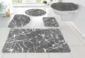 Badematte "Marble", rutschhemmend beschichtet, fußbodenheizungsgeeignet-schnell trocknend-strapazierfähig, Badteppich, Marmor-Design, auch als 3-teiliges Badematten Set anthrazit 1 St. rund ( Ø 80 cm) - 1 St.