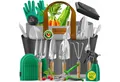 KESSER Gartenpflege-Set Gartenwerkzeug Set 10-teilig Gartengeräte mit ergonomischen Holzgriff, Handschaufel, Handgabel, Unkrautstecher, Handkelle, Handharke & Schere