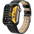 INF Smartwatch mit Blutsauerstoff, Blutdruck, Herzfrequenz Schwarzes/Kunstlederarmband