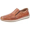 Rieker Slipper Slip on Sneaker, Schlupfschuh, Loafer mit perforiertem Blatt braun 43 EU