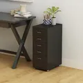 Rollcontainer Kökar Mit 5 Schubladen 69x28x41 Cm Schwarz Matt [en.casa]
