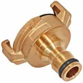 MegaHaustechnik Schnellkupplung Adapter Übergangsstück aus Messing passt für System GEKA, mit Stecker passend für Gardena Schlauchanschluß Buchse, Trinkwasser geeignet, Klauenkupplung
