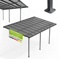 Juskys Terrassenüberdachung Borneo 5,5 x 3 m – Aluminium Terrassendach mit Doppelstegplatten Sonnenschutz Wandmontage Überdachung für Terrassen Dunkelgrau