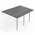 Juskys Terrassenüberdachung Borneo 5,5 x 3 m — Sonnenschutz aus Aluminium mit grauen Doppelstegplatten — Terrassendach zur Wandmontage in Dunkelgrau