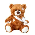 Geschenkestadl Teddybär verletzt 22 cm Verband Pflaster Gute Besserung Kuschelbär Kuscheltier Bär Teddy, Braun