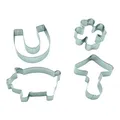 BekkiB 3538-4er Set "Glück" - Ausstecher Pilz, Klee, Schwein, Hufeisen - Kekse für Neujahr, Schulanfang oder zur Abschlussfeier backen