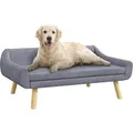 PawHut Hundesofa mit Rückenlehne Holzbeine und Kissen