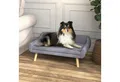 PawHut Tierbett Haustiersofa mit Holzbeine, Haustiercouch mit Kissen, Samt, Samt, Grau, 102 x 58,5 x 42,5 cm
