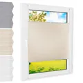 Plissee Klemmfix [Creme, 120x140 cm] ohne Bohren für Tür & Fenster, Faltrollo mit einfacher Montage/Bietet optimalen Sichtschutz und Privatsphäre, idealer Sonnenschutz