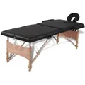 vidaXL Massageliege Klappbar 2-Zonen mit Holzgestell Schwarz