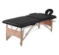 vidaXL Massageliege Massageliege Klappbar 2-Zonen mit Holzgestell Schwarz
