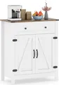 COSTWAY Sideboard Holz, Buffetschrank mit 2 Türen, 1 Schublade & Regal, Küchenschrank modern, Schrank, 80 x 40 x 92 cm, Weiß