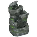 Outsunny Gartenbrunnen, Solar Springbrunnen mit 4 Stufen, Wasserbrunnen mit LED-Beleuchtung, Zierbrunnen für Garten, Balkon, Kunstharz, 34 x 28 x 57 cm