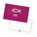 itenga 24x Dankeskarten FISCH Kommunion Taufe Konfirmation PINK Mädchen Anhänger