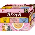 INABA Ciao Broth - Ergänzungsfuttermittel für Katzen mit Huhn-, Lachs- und Thunfischgeschmack 24x40g