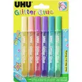 UHU Glitzerkleber Glitter Glue, Shiny, 6 Farben sortiert, je 10ml