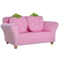 HOMCOM Kindersessel Kindersofa mit Korallenvlies-Optik, massiven Holzfüßen Sessel aus Schaumstoff Kinderstuhl für Kinderzimmer, Spielzimmer, 90 x 53 x 48cm, Rosa