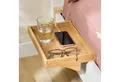 SoBuy Nachttisch NKD01, Klemmregal fürs Bett mit Kabelführung, Bambus, Bettablage mit Kabelführung Regal für Mobiltelefon Fernbedienung