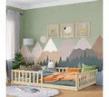 Bellabino Kinderbett Vere mit Rausfallschutz und Lattenrost (natur, Kiefer Massivholz), Bodenbett verfügbar in 80x160 & 90/120/140x200 cm