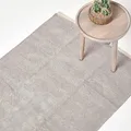 Homescapes waschbarer Chenille Teppich/Bettvorleger 90 x 150 cm handgewebt aus 100% Baumwolle, grau/hellgrau