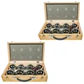 2er-Set Boule in Holzkoffer/ 8 Boule Kugeln inklusive Schweinchen Zielkugel RE65