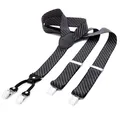 DonDon Hosenträger Herren extra stark schwarz blau 3,5 cm Hosenträger Herren breit in Y-Form lang - Starke Clips passend für Anzug Jeans Chinos Vintage Rockabilly Suspenders
